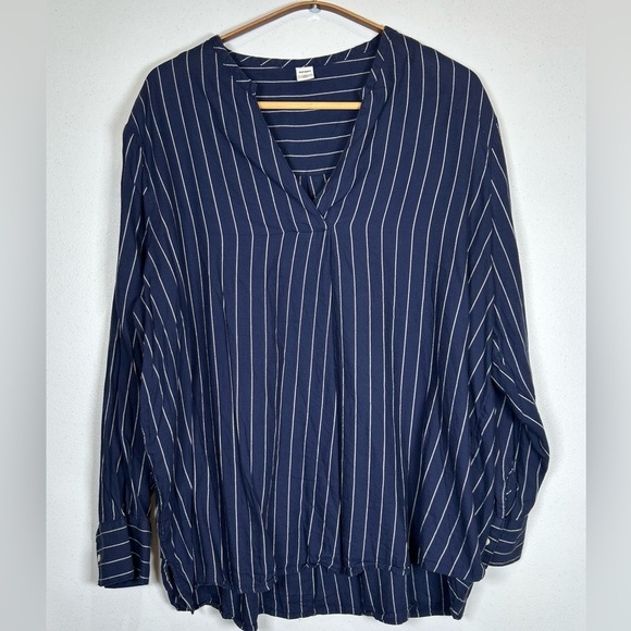 Old Navy Peasant Blouse in Navy w/ White Stripes. Relaxed Fit. Size XL. Nautical - Picture 1 of 6